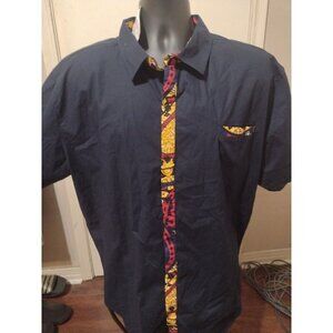 NWT Men's 3XL DIYANU Salim African Print Button Up S/S Shirt Abstract Pattern